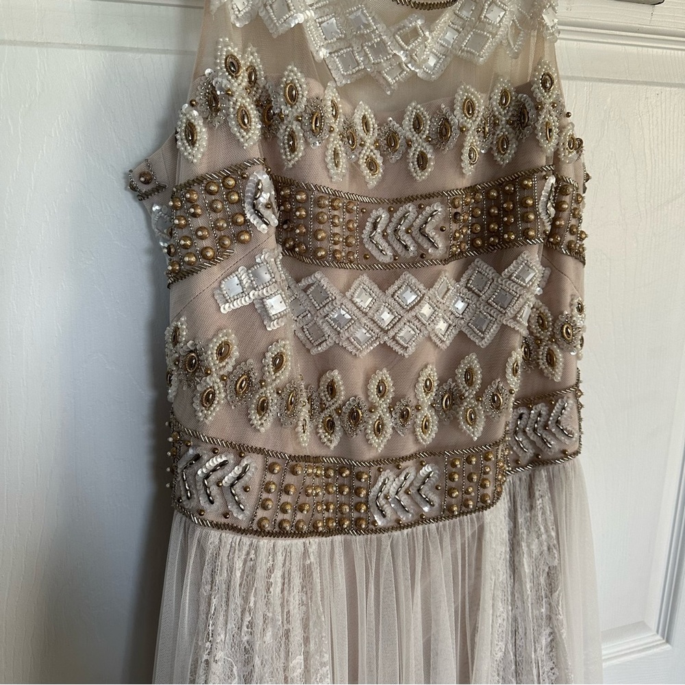 Marchesa NWT gown ivory cream white lace beaded dress - Picture 6 of 16